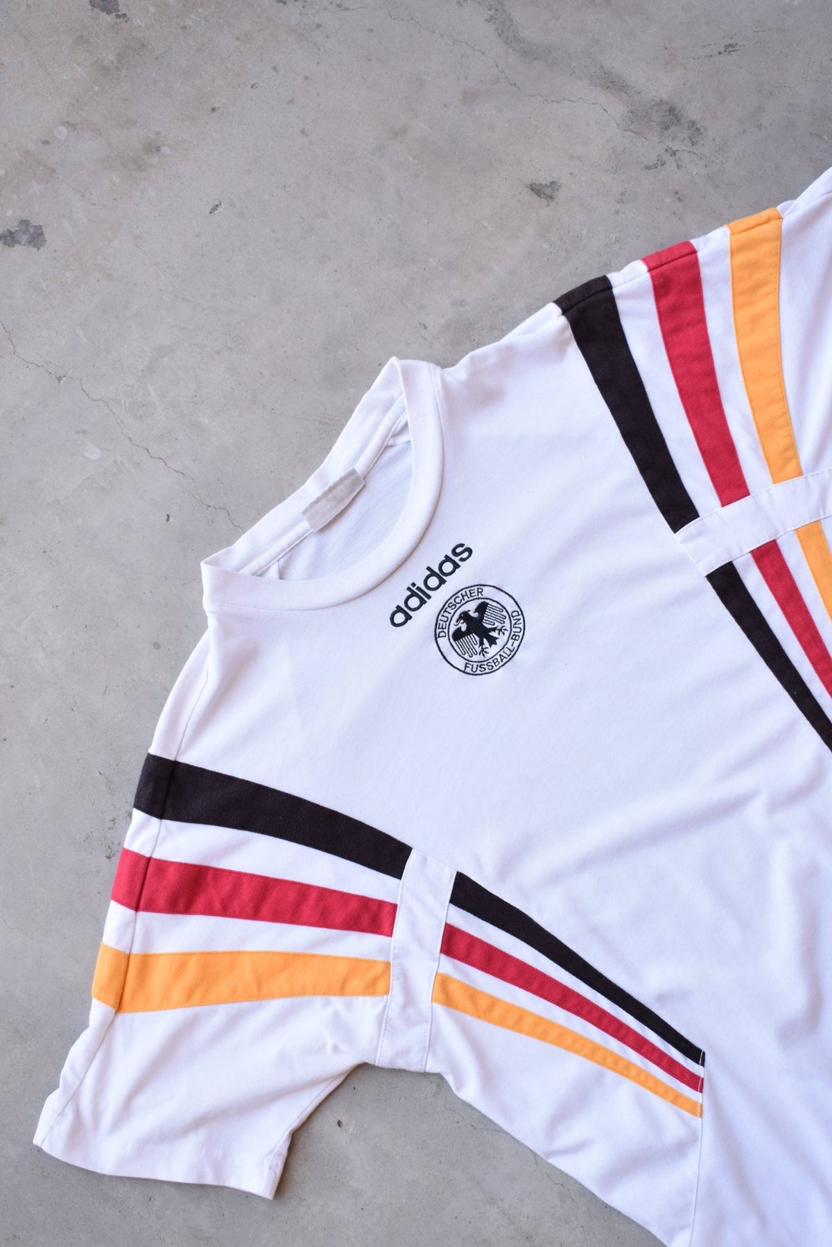 Adidas x Germany National Football Team White Embroidered Tee — 1990s (L) - Retrospective Store