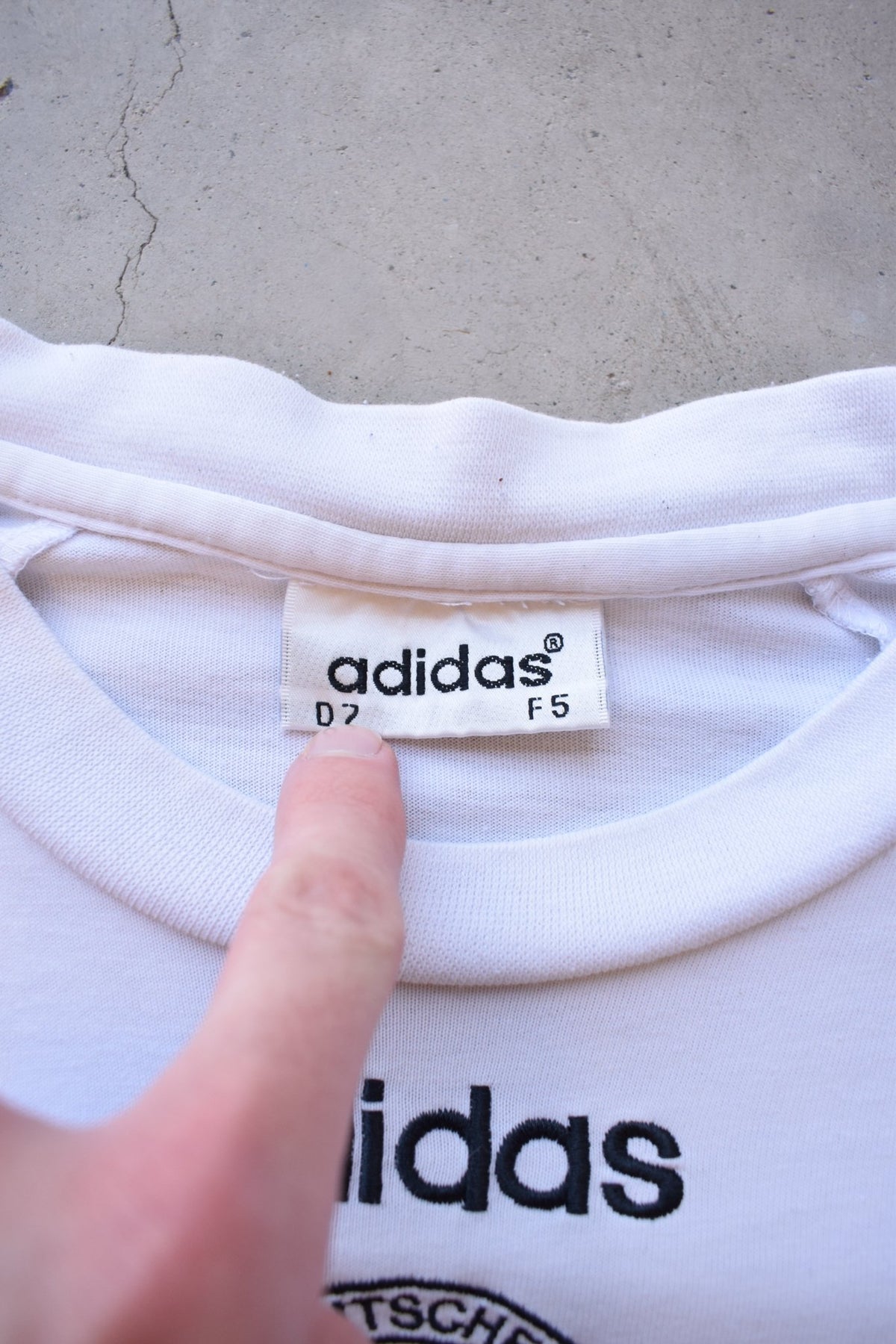 Adidas x Germany National Football Team White Embroidered Tee — 1990s (L) - Retrospective Store