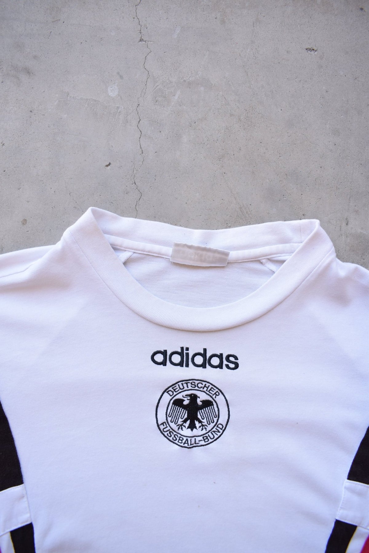Adidas x Germany National Football Team White Embroidered Tee — 1990s (L) - Retrospective Store