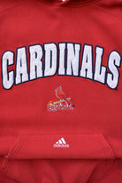 Adidas x MLB St. Louis Cardinals Red Embroidered Spellout Hoodie — 2000s (XXL) - Retrospective Store