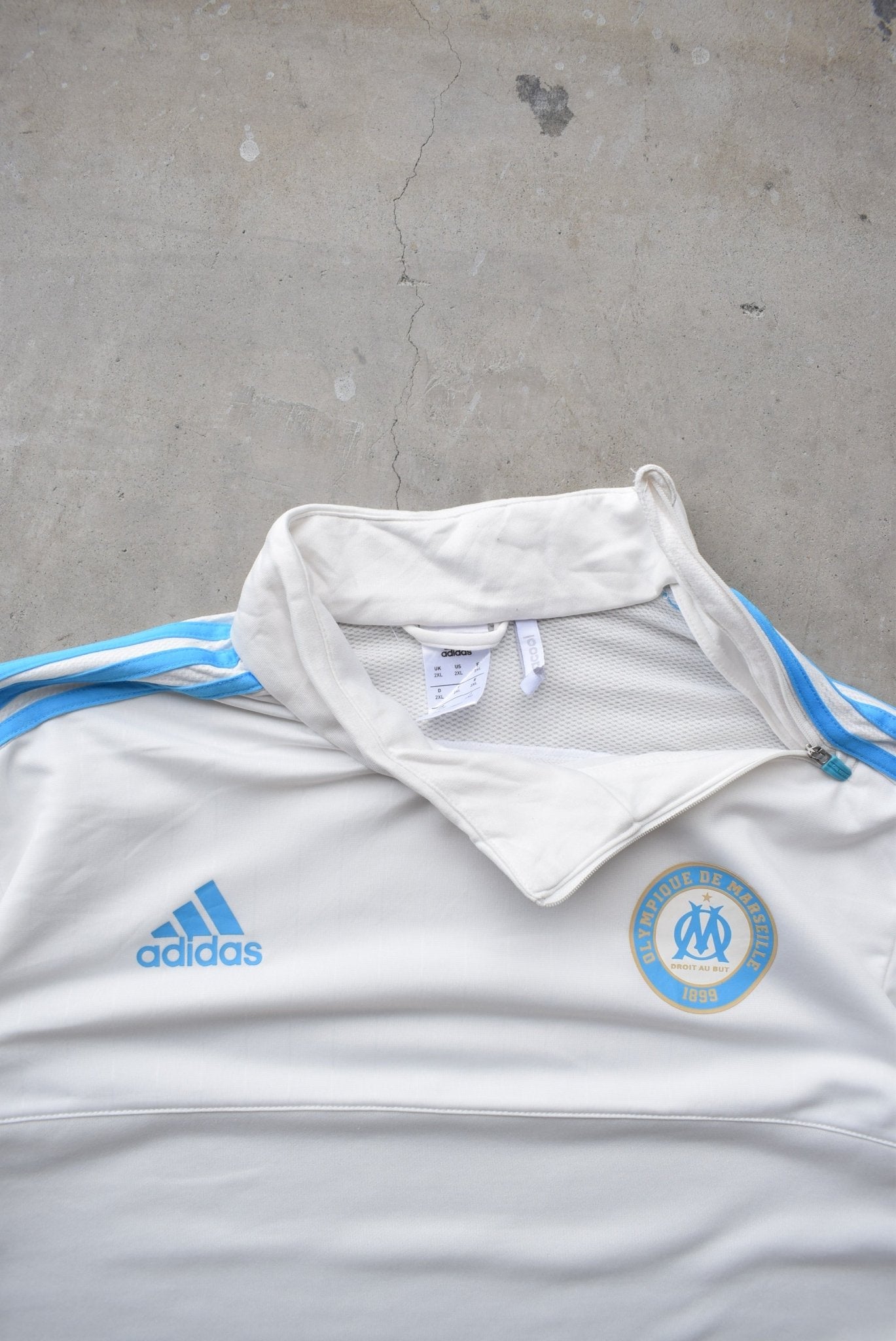Adidas x Olympique De Marseille White Sweater — 2000s (XXL) - Retrospective Store