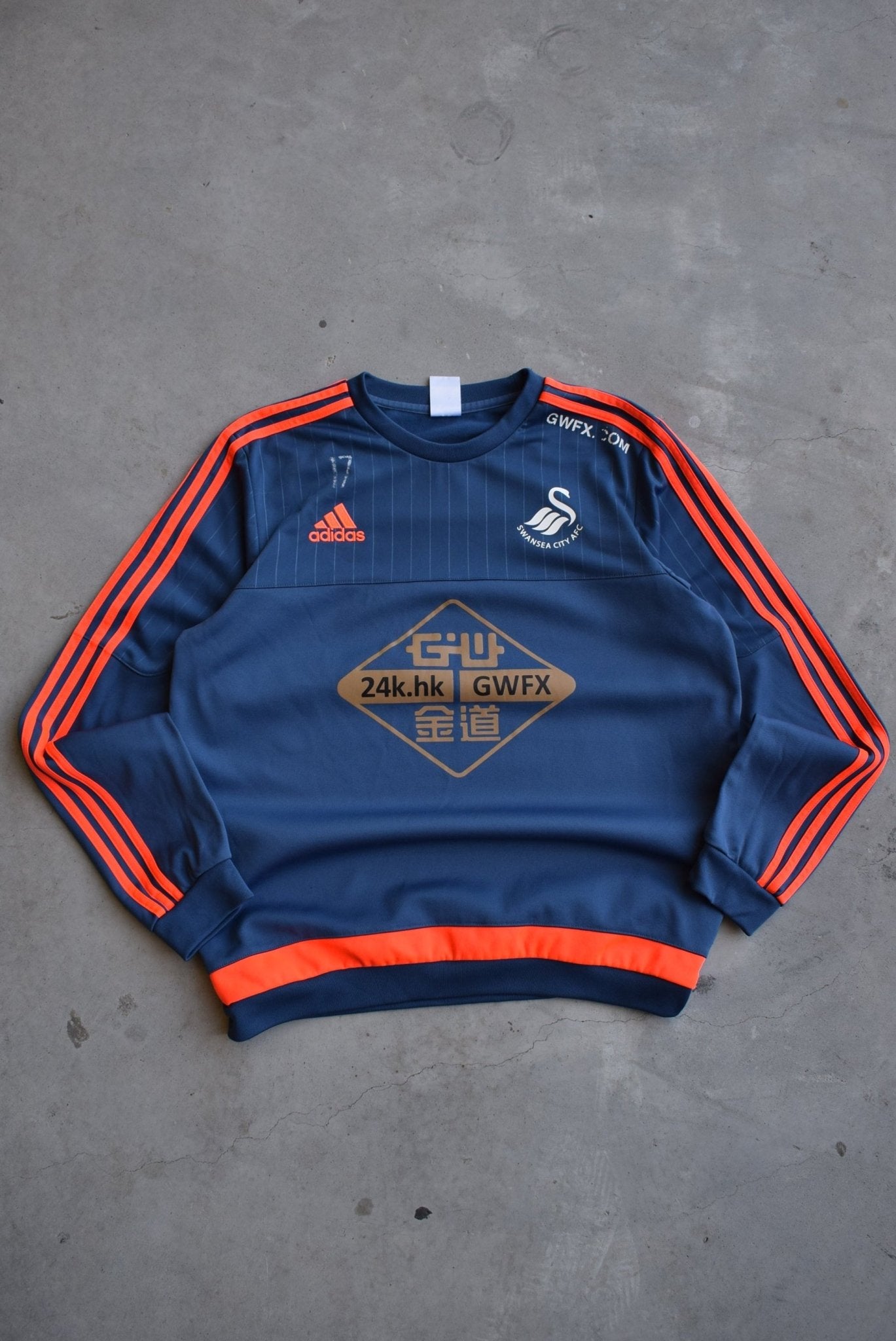 Adidas x Swansea FC Navy Embroidered Crewneck — 2000s (M/L) - Retrospective Store