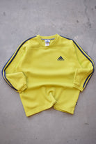 Adidas Yellow Embroidered Spellout Crewneck — 1990s (M) - Retrospective Store