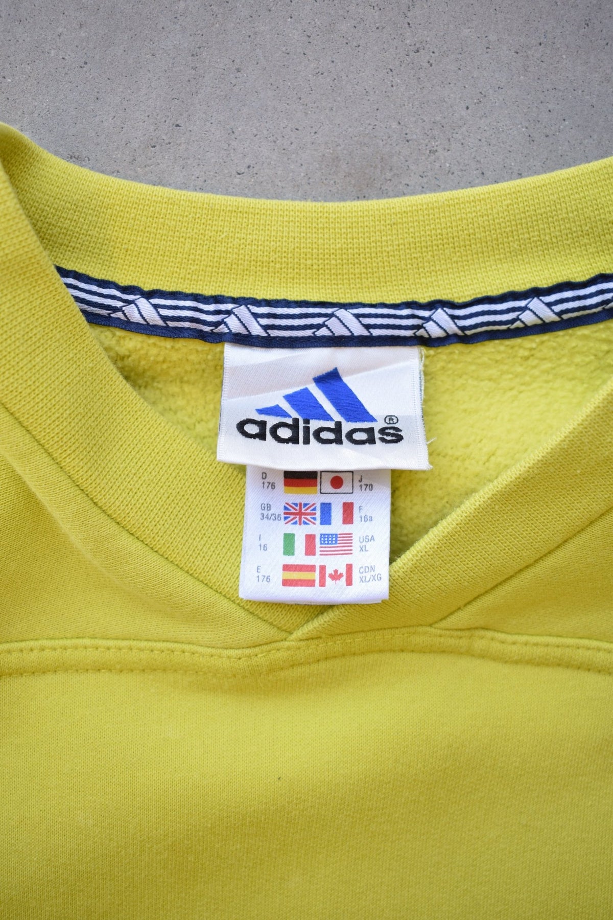 Adidas Yellow Embroidered Spellout Crewneck — 1990s (M) - Retrospective Store