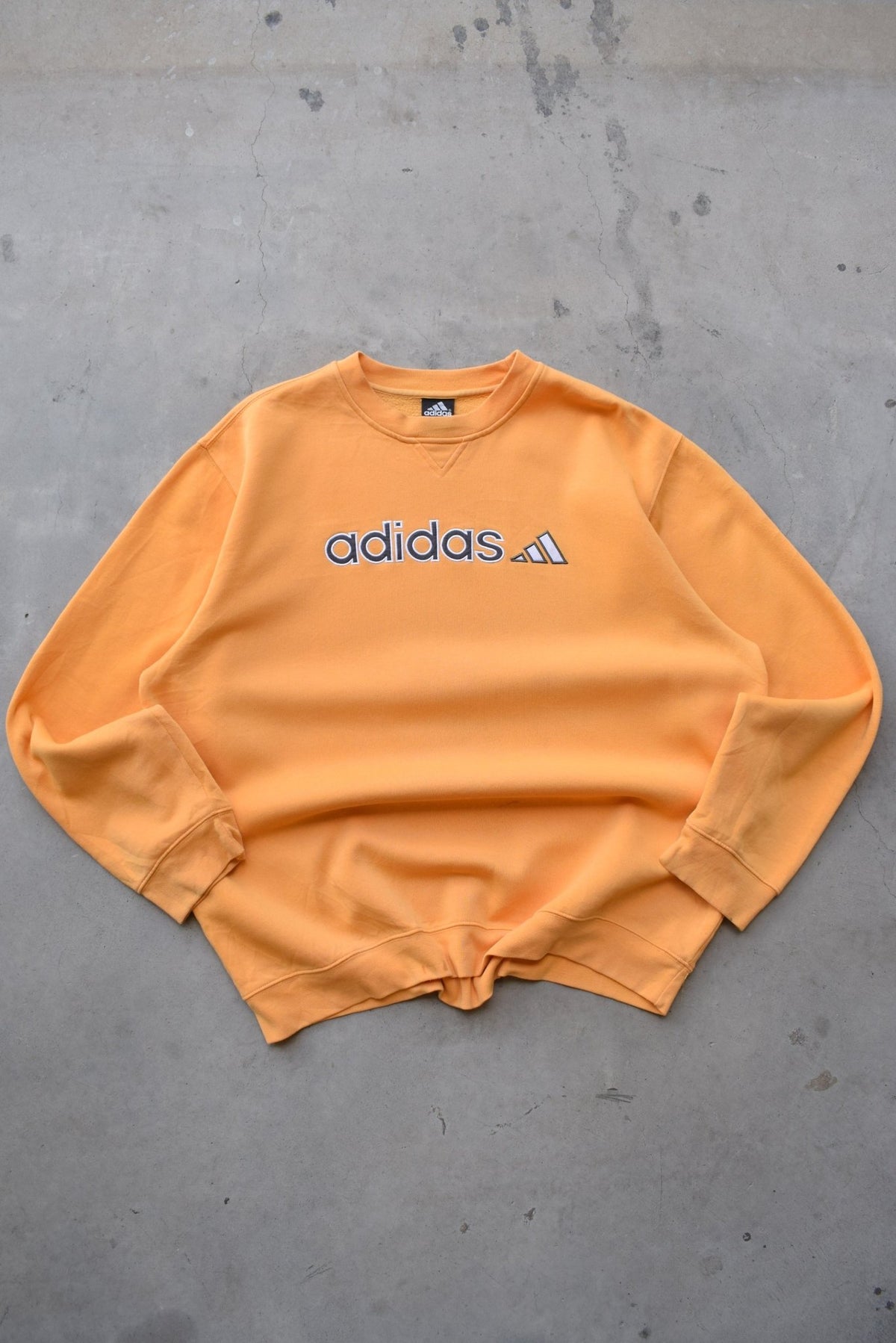 Adidas Yellow Embroidered Spellout Crewneck — 2000s (XL) - Retrospective Store