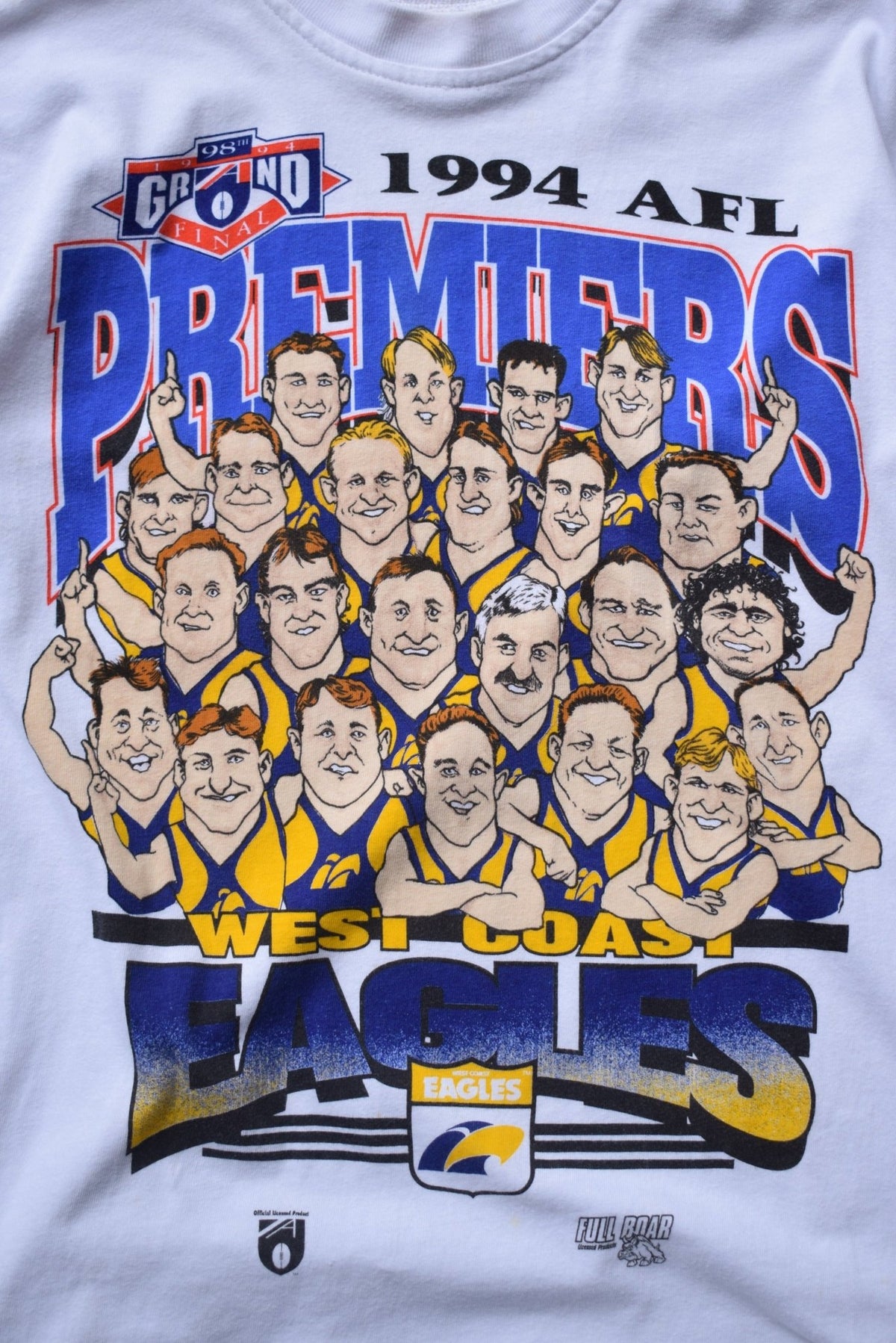 AFL West Coast Eagles Premiers White Graphic Tee — 1994 (S) - Retrospective Store