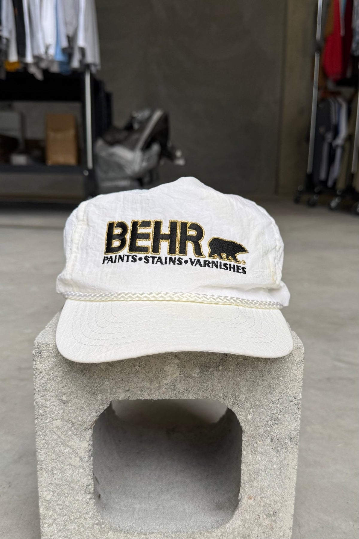 BEHR White Embroidered Hat — 1990s - Retrospective Store