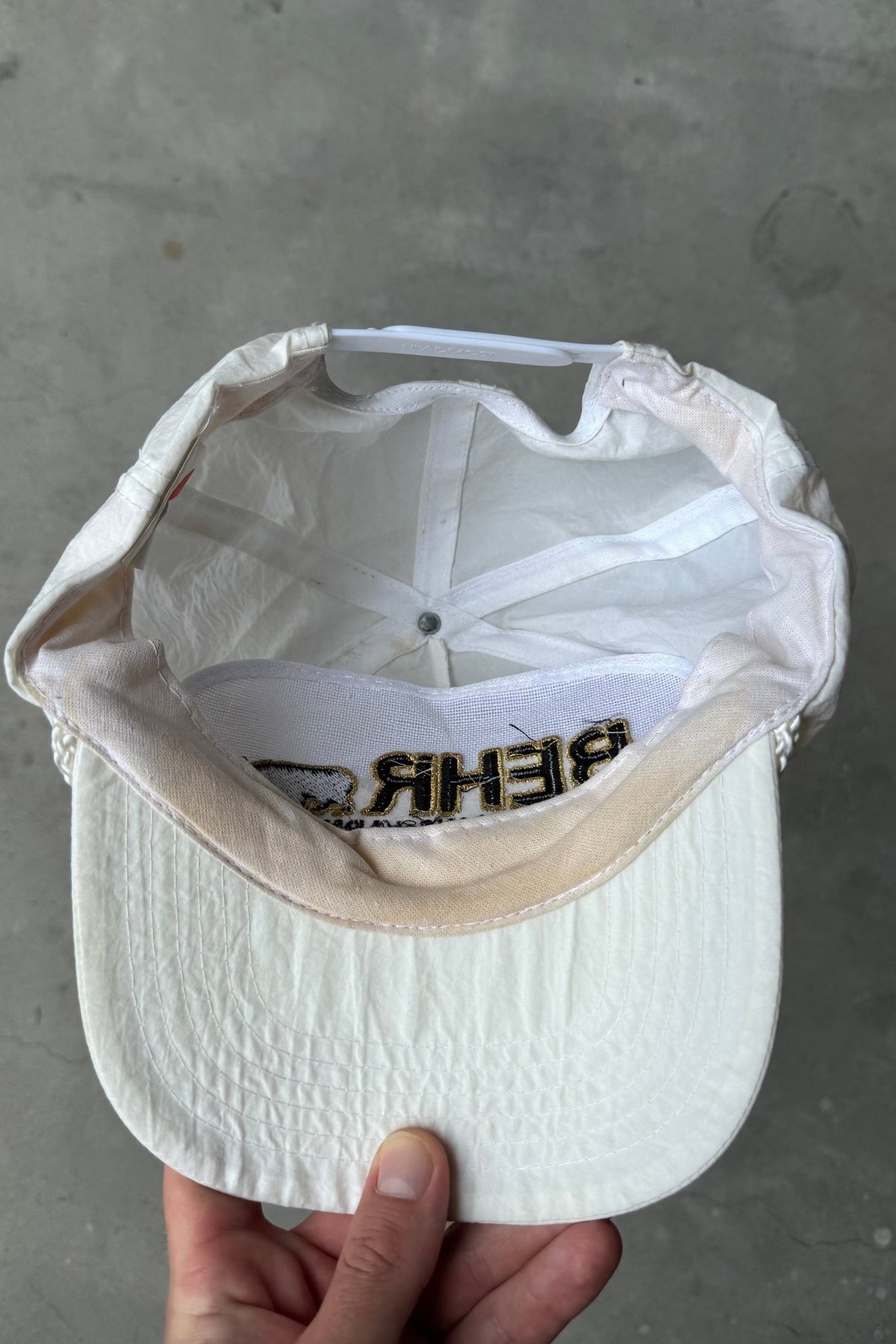 BEHR White Embroidered Hat — 1990s - Retrospective Store