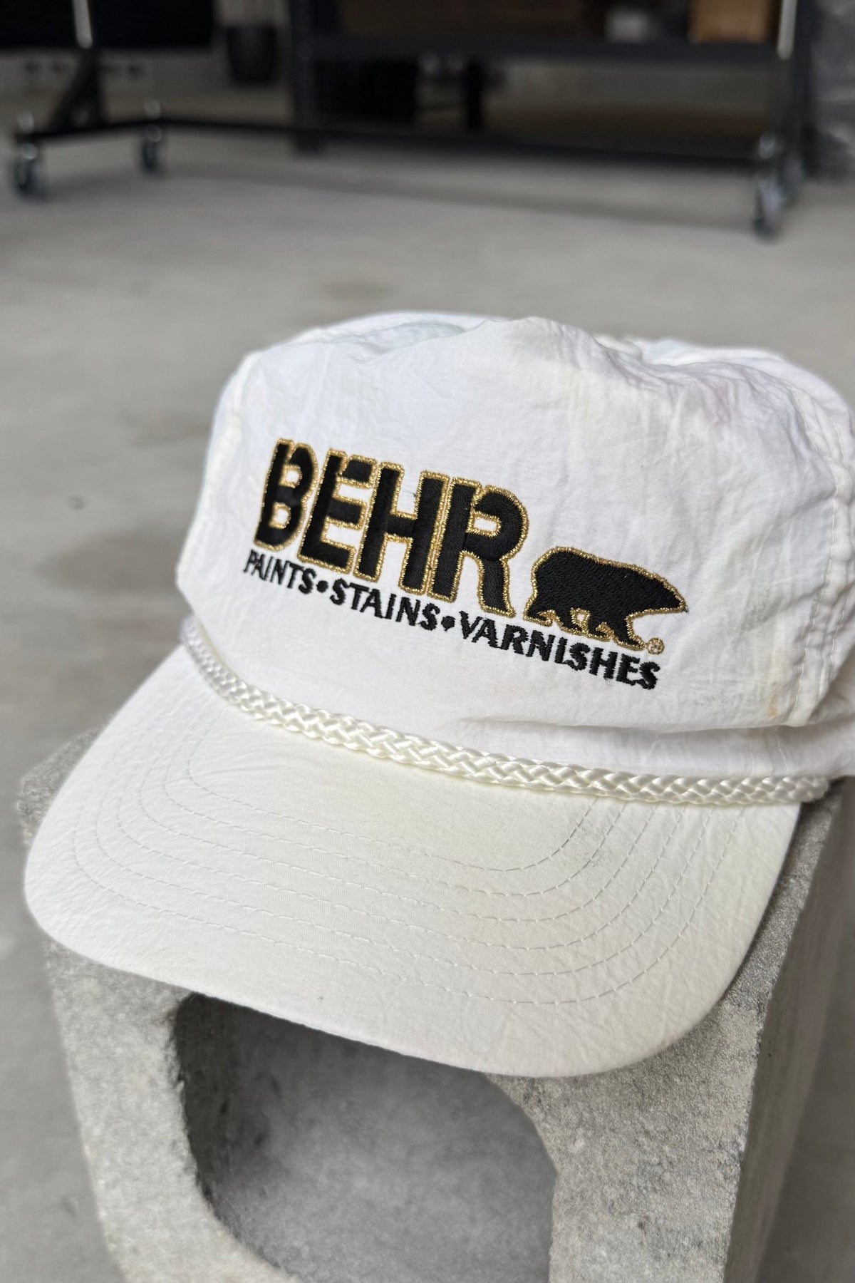 BEHR White Embroidered Hat — 1990s - Retrospective Store