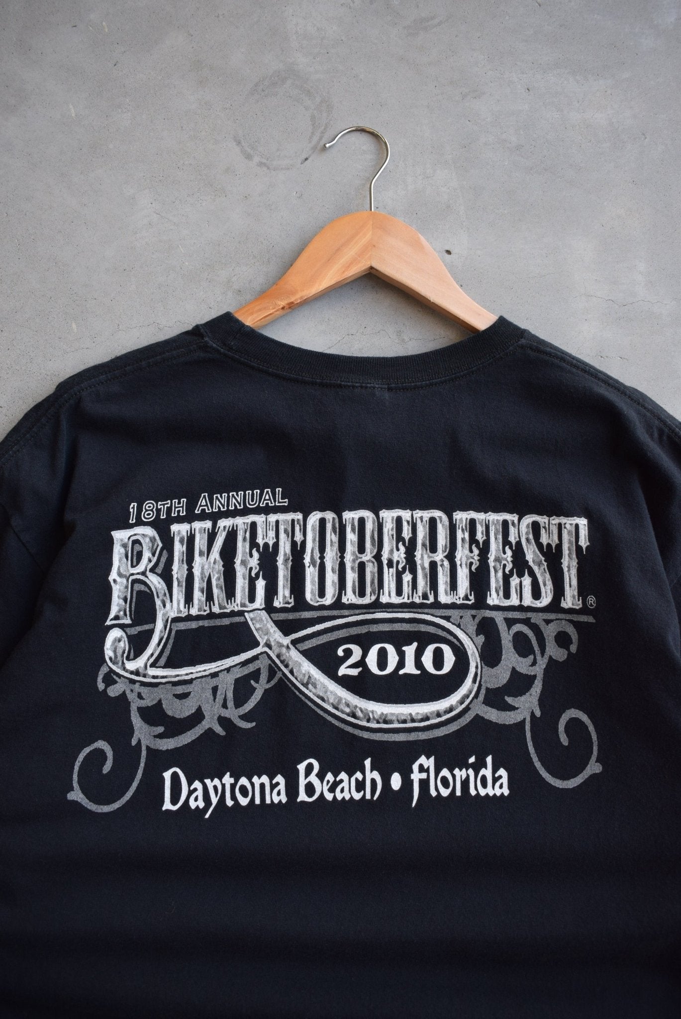 Biketoberfest Daytona Beach Black Graphic Long Sleeve Tee — 2010 (XL) - Retrospective Store