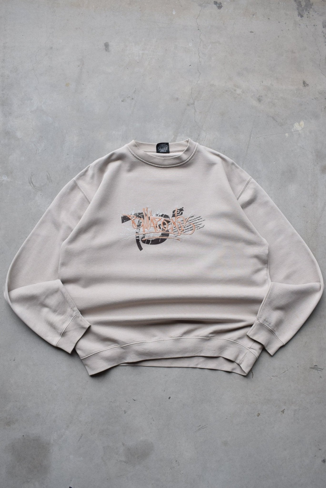 Billabong Cream Embroidered Spellout Crewneck — 1990s (L) - Retrospective Store