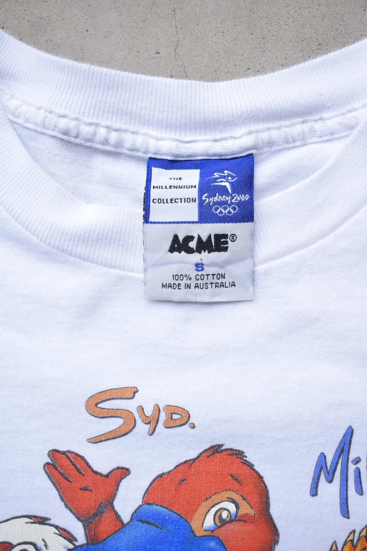 Bonds x Sydney Olympics White Graphic Tee — 2000 (S/M) - Retrospective Store