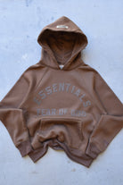 Bootleg Essentials Fear of God Brown Spellout Hoodie — 2000s (M) - Retrospective Store
