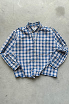 Brooks Brothers Blue & White Cropped Long Sleeve Button Up — 2000s (L/XL) - Retrospective Store