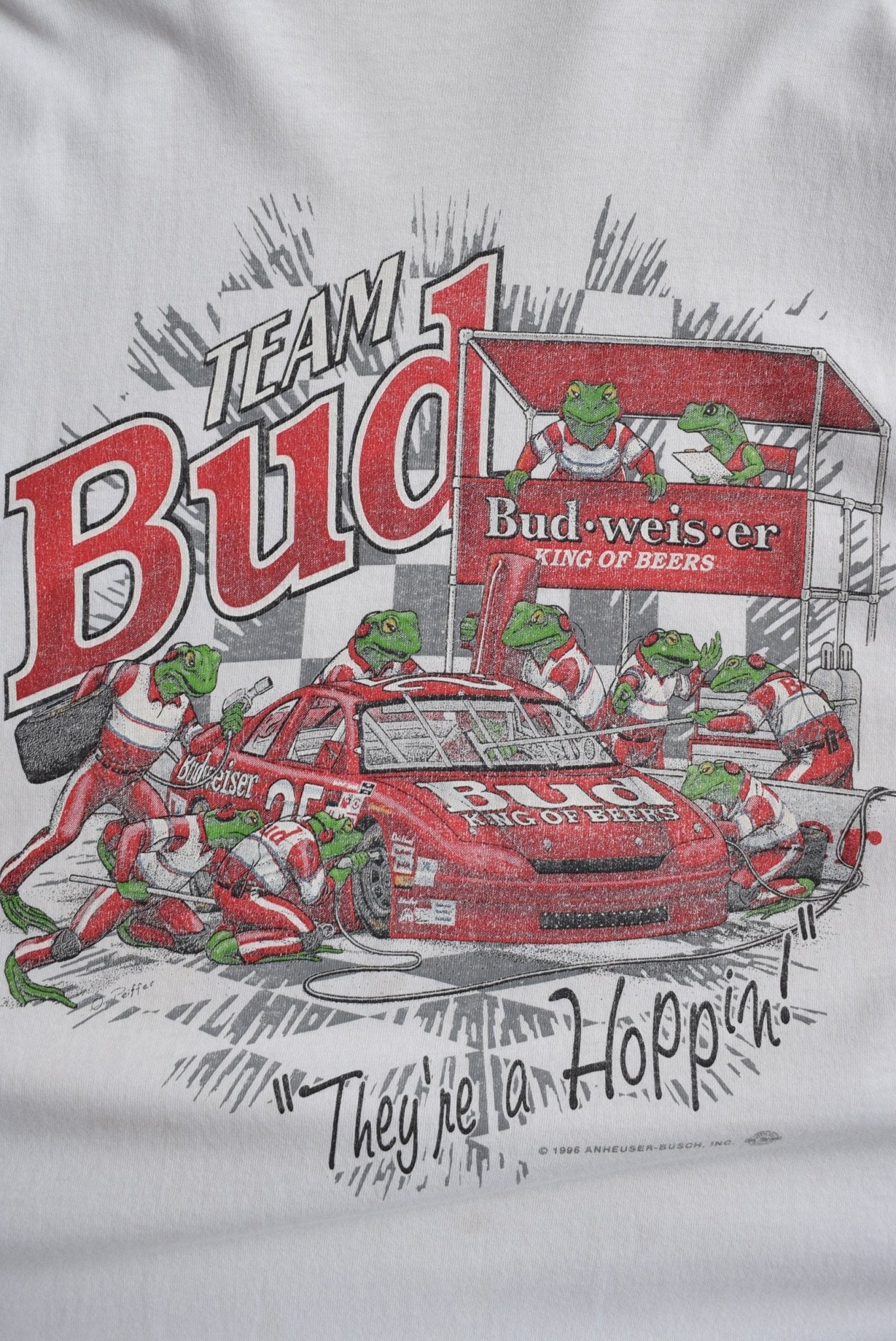 Budweiser Racing Team White Graphic Tee — 1996 (XXL) - Retrospective Store