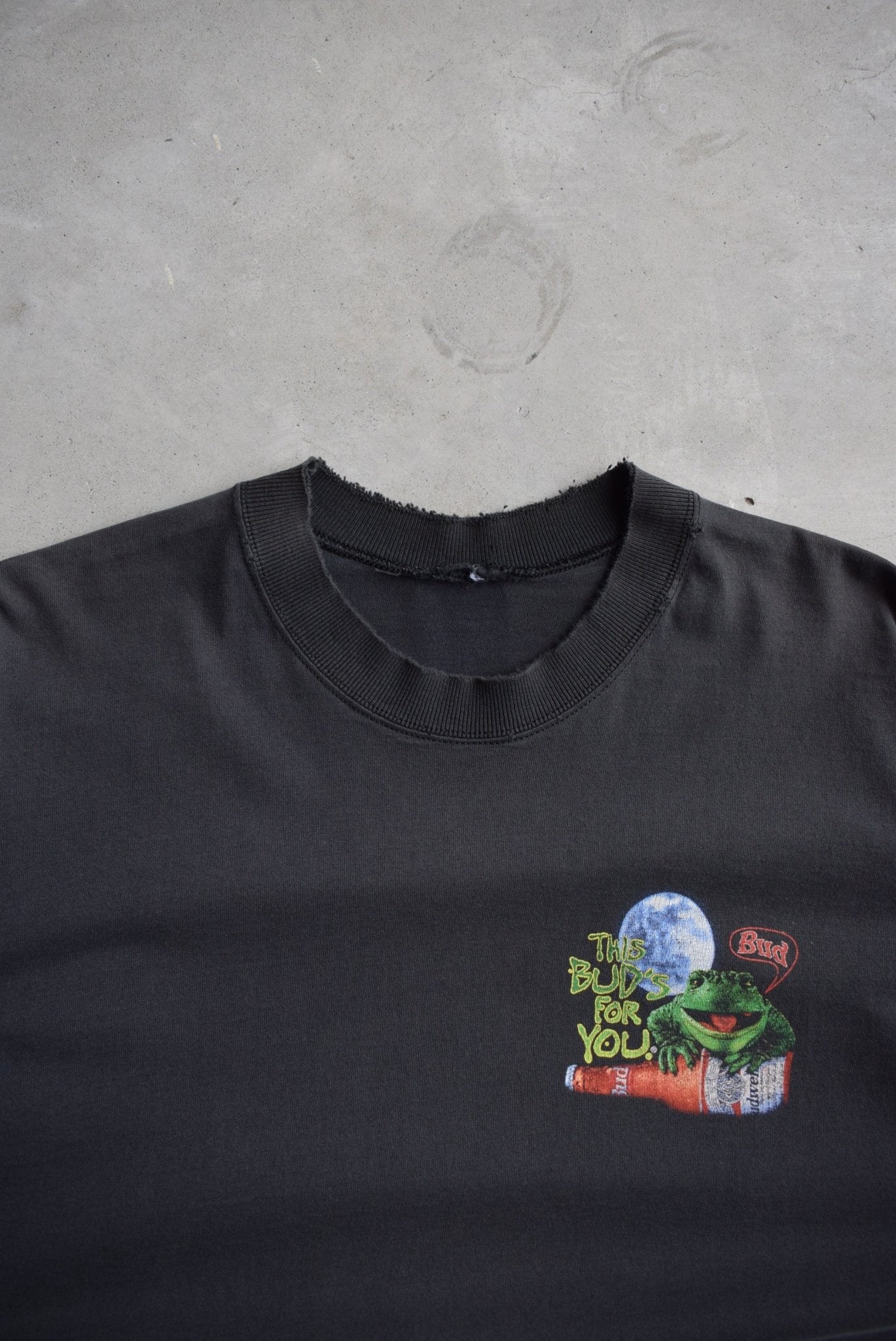 Budweiser 'This Bud's For You' Black Graphic Tee — 1990s (XL) - Retrospective Store