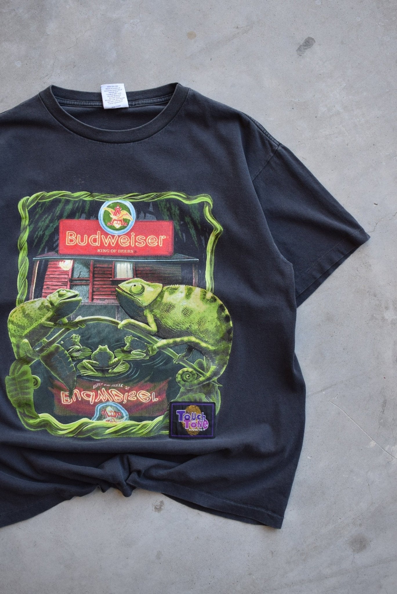 Budweiser Touch Tone Black Graphic Tee — 1997 (L) - Retrospective Store