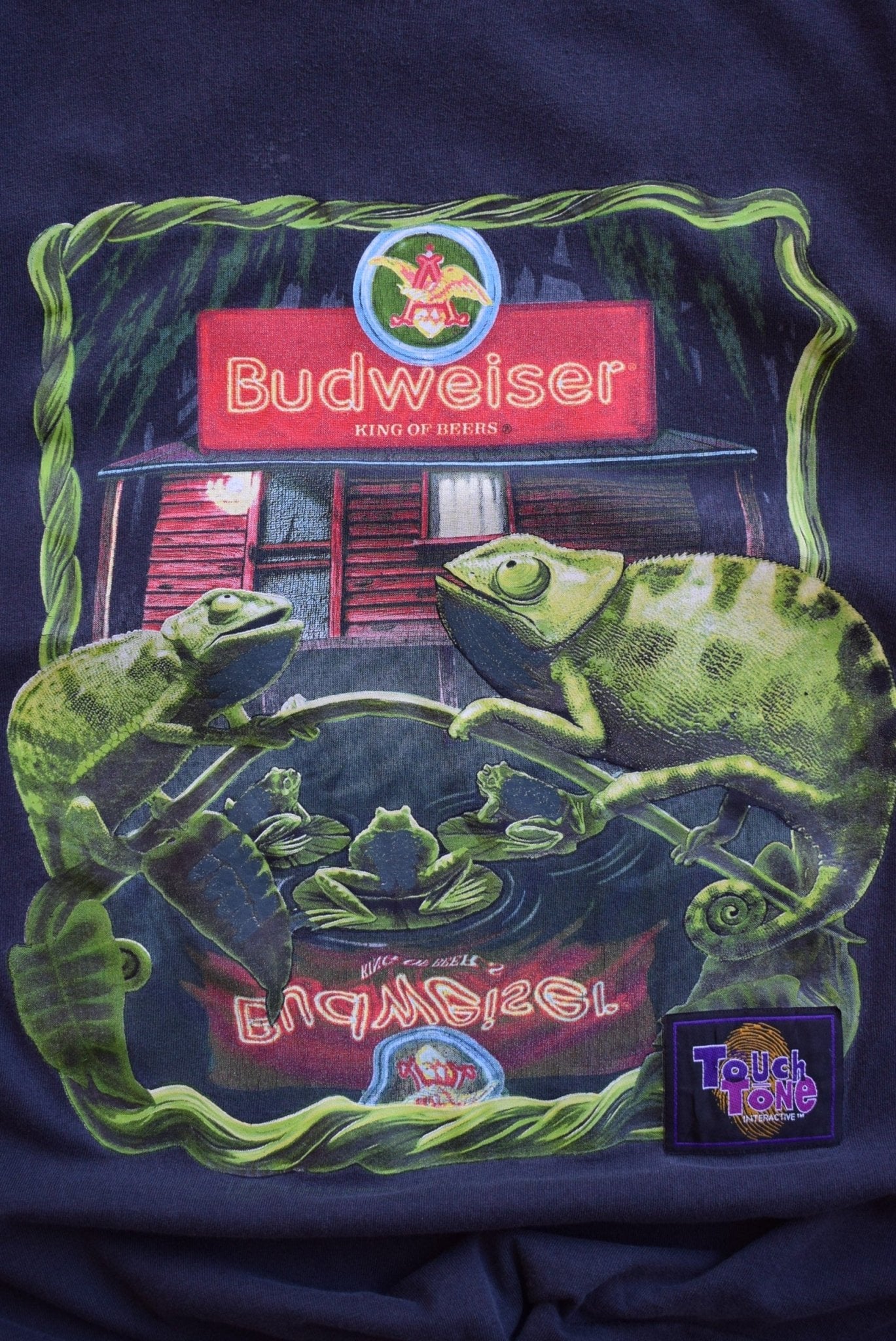 Budweiser Touch Tone Black Graphic Tee — 1997 (L) - Retrospective Store