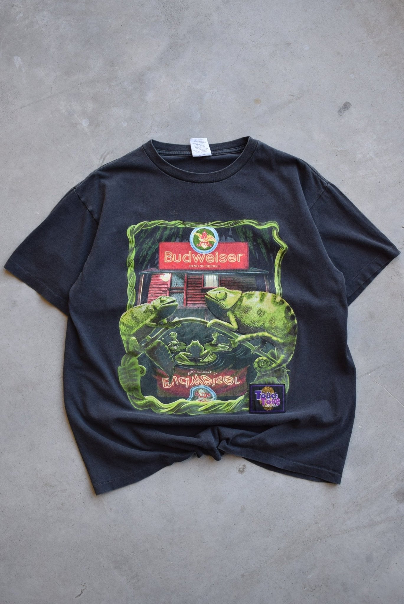 Budweiser Touch Tone Black Graphic Tee — 1997 (L) - Retrospective Store
