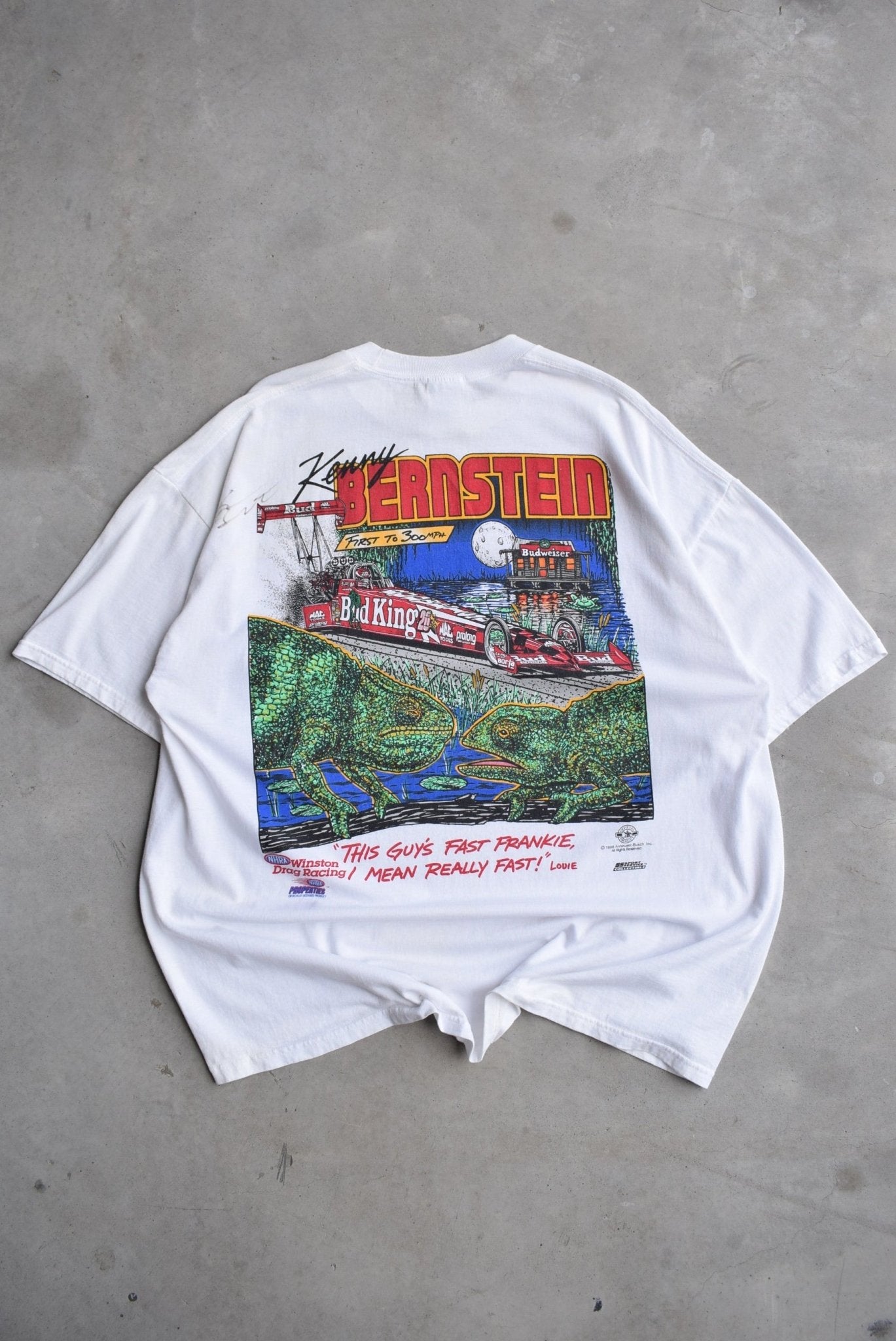 Budweiser Winston Drag Racing White Graphic Tee — 1998 (XXL) - Retrospective Store