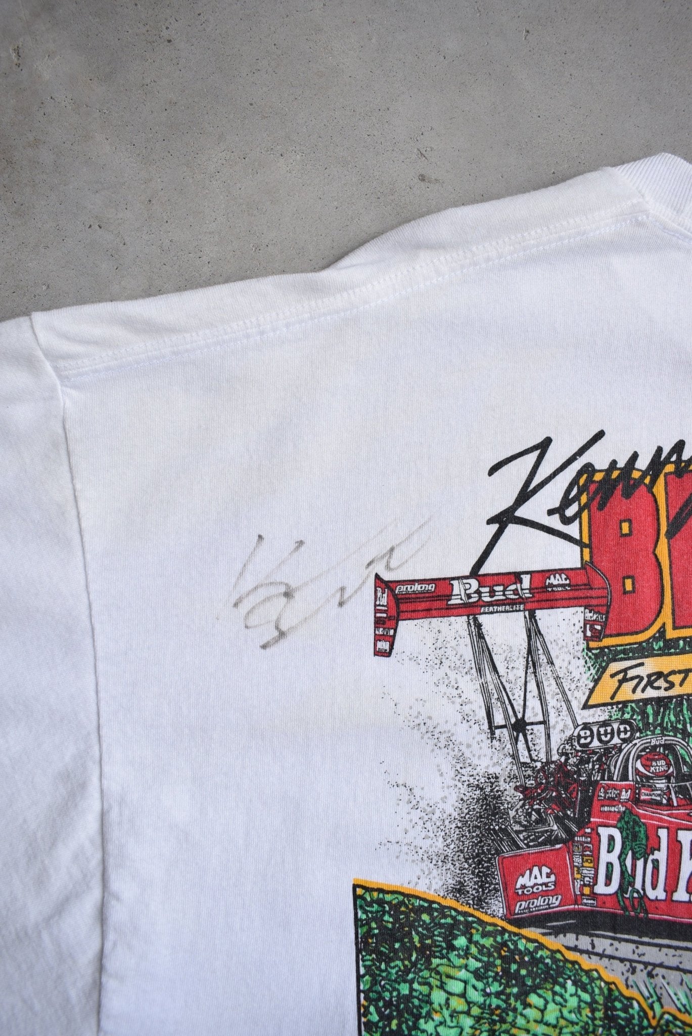 Budweiser Winston Drag Racing White Graphic Tee — 1998 (XXL) - Retrospective Store