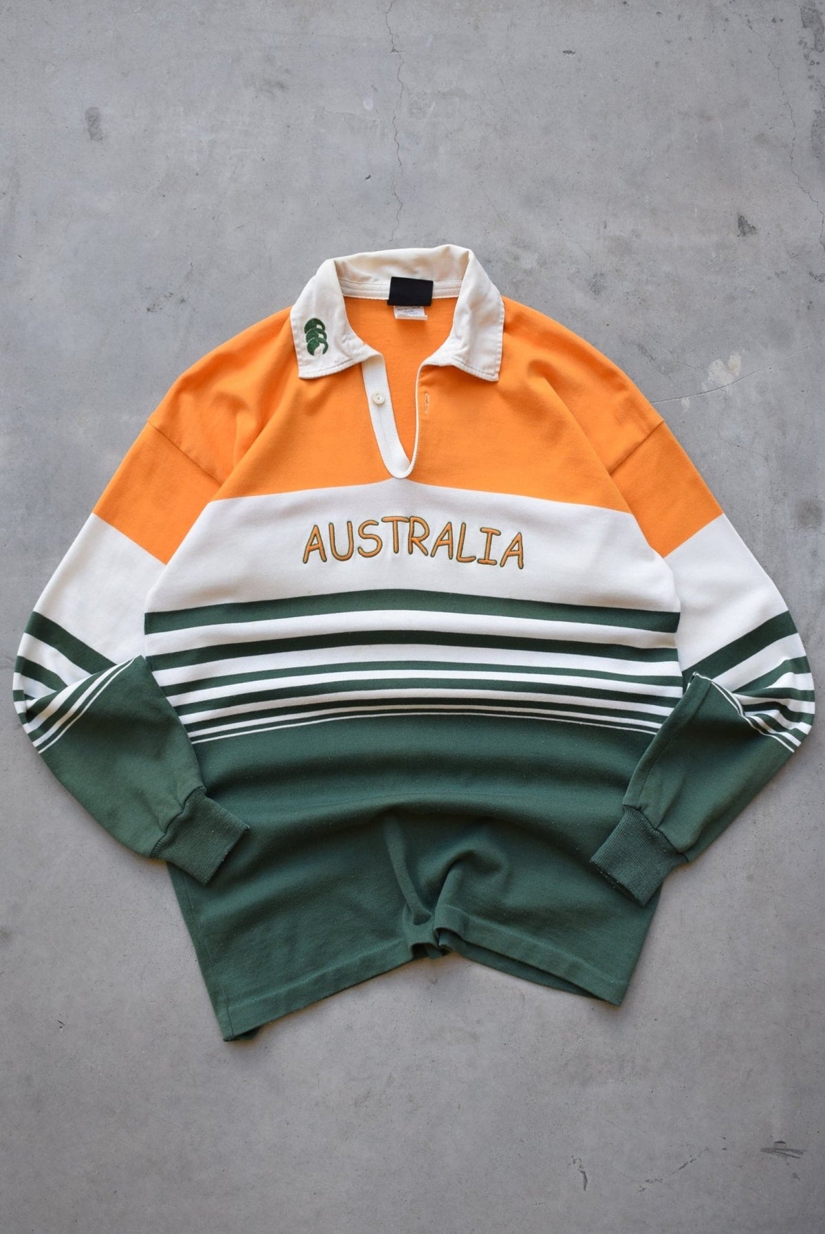 Canterbury Australia Green & Gold Embroidered Rugby Polo — 1990s (S/M) - Retrospective Store