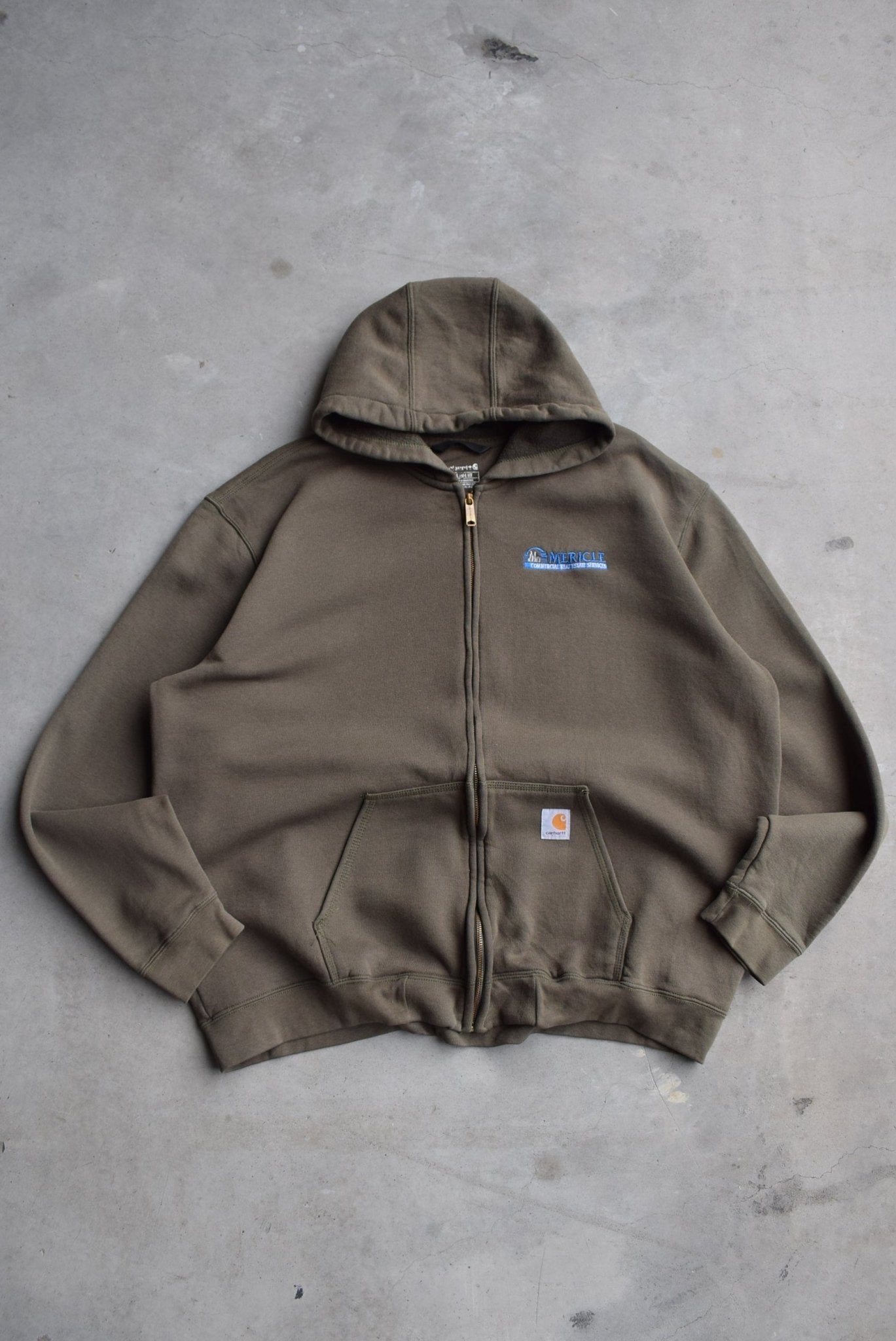 Carhartt Green Embroidered Full-Zip Hoodie — 2000s (XL/XXL) - Retrospective Store