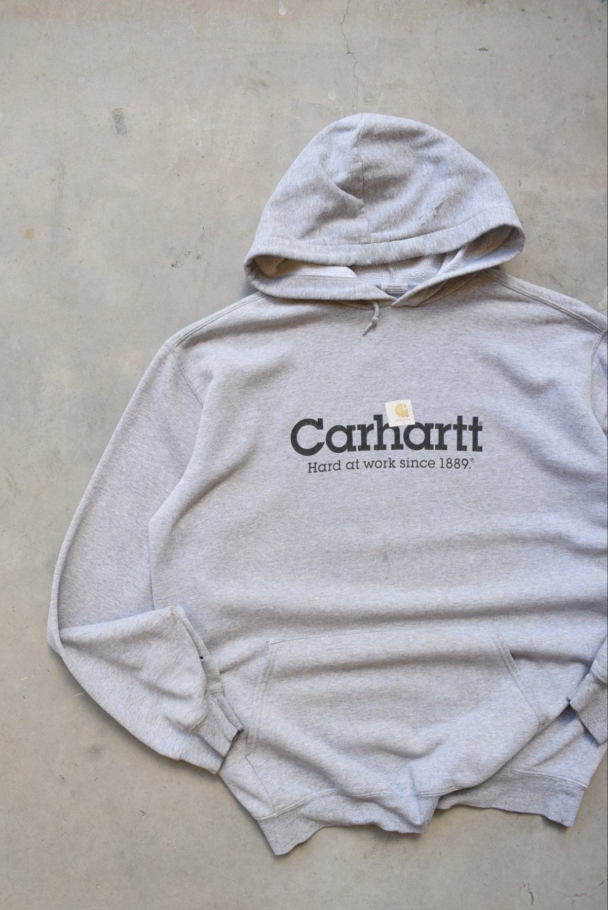 Carhartt Grey Spellout Hoodie — 1990s (L) - Retrospective Store