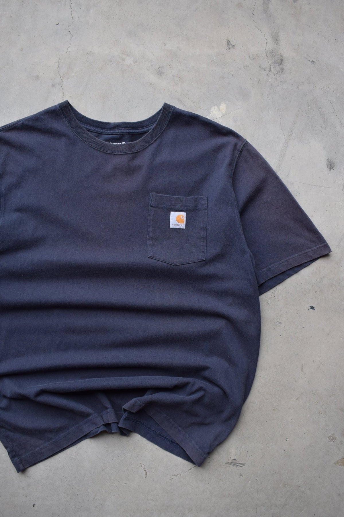 Carhartt Navy Classic Logo Pocket Tee — 1990s (XL) - Retrospective Store