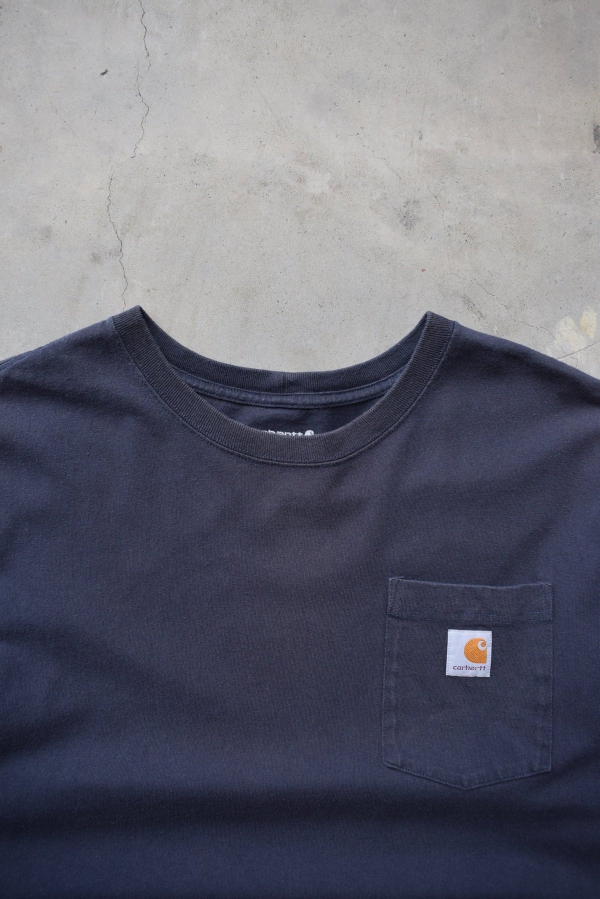 Carhartt Navy Classic Logo Pocket Tee — 1990s (XL) - Retrospective Store