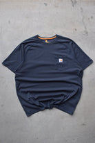 Carhartt Navy Classic Logo Pocket Tee — 2000s (XL) - Retrospective Store