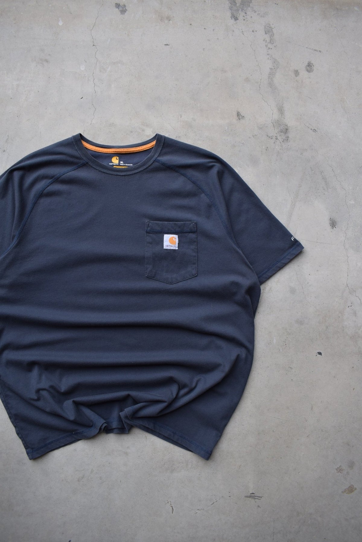 Carhartt Navy Classic Logo Pocket Tee — 2000s (XL) - Retrospective Store