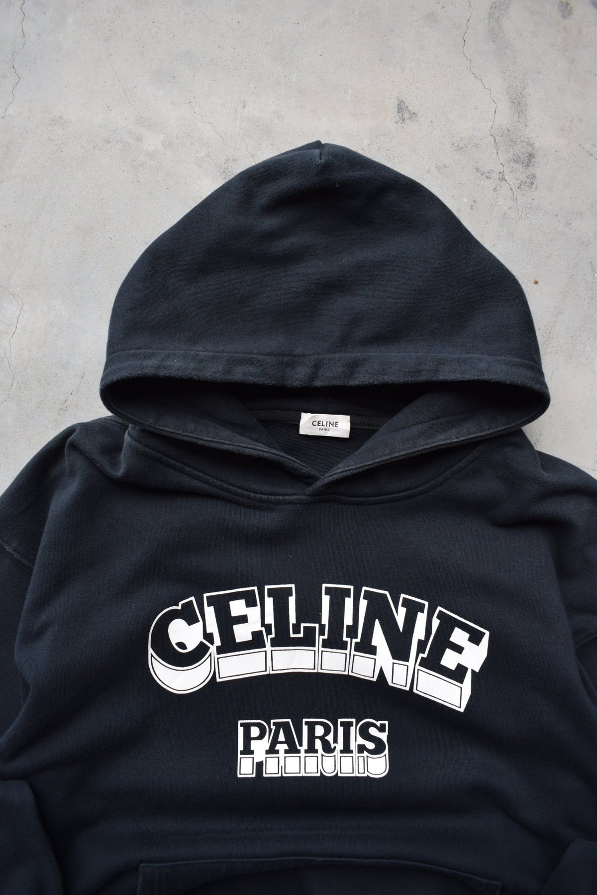 Celine Paris Black Spellout Hoodie — 2000s (M) - Retrospective Store