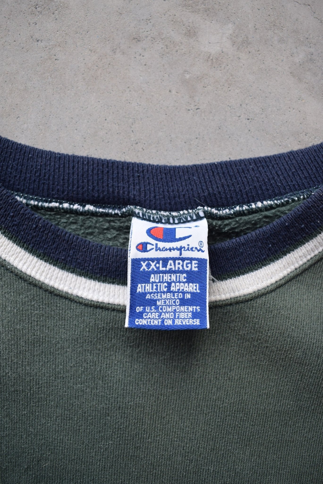 Champion Green Embroidered Spellout Crewneck — 1990s (XXL) - Retrospective Store