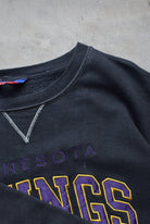 Champion Pro-Line x NFL Minnesota Vikings Black Embroidered Crewneck — 1990s (XL/XXL) - Retrospective Store
