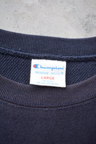 Champion Reverse-Weave Navy Embroidered Spellout Crewneck — 2000s (S) - Retrospective Store