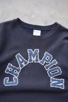 Champion Reverse-Weave Navy Embroidered Spellout Crewneck — 2000s (S) - Retrospective Store