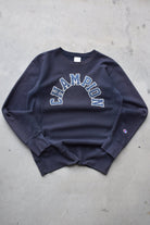 Champion Reverse-Weave Navy Embroidered Spellout Crewneck — 2000s (S) - Retrospective Store