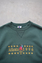 Champion x Atlanta Olympics Green Embroidered Spellout Crewneck — 1996 (M) - Retrospective Store