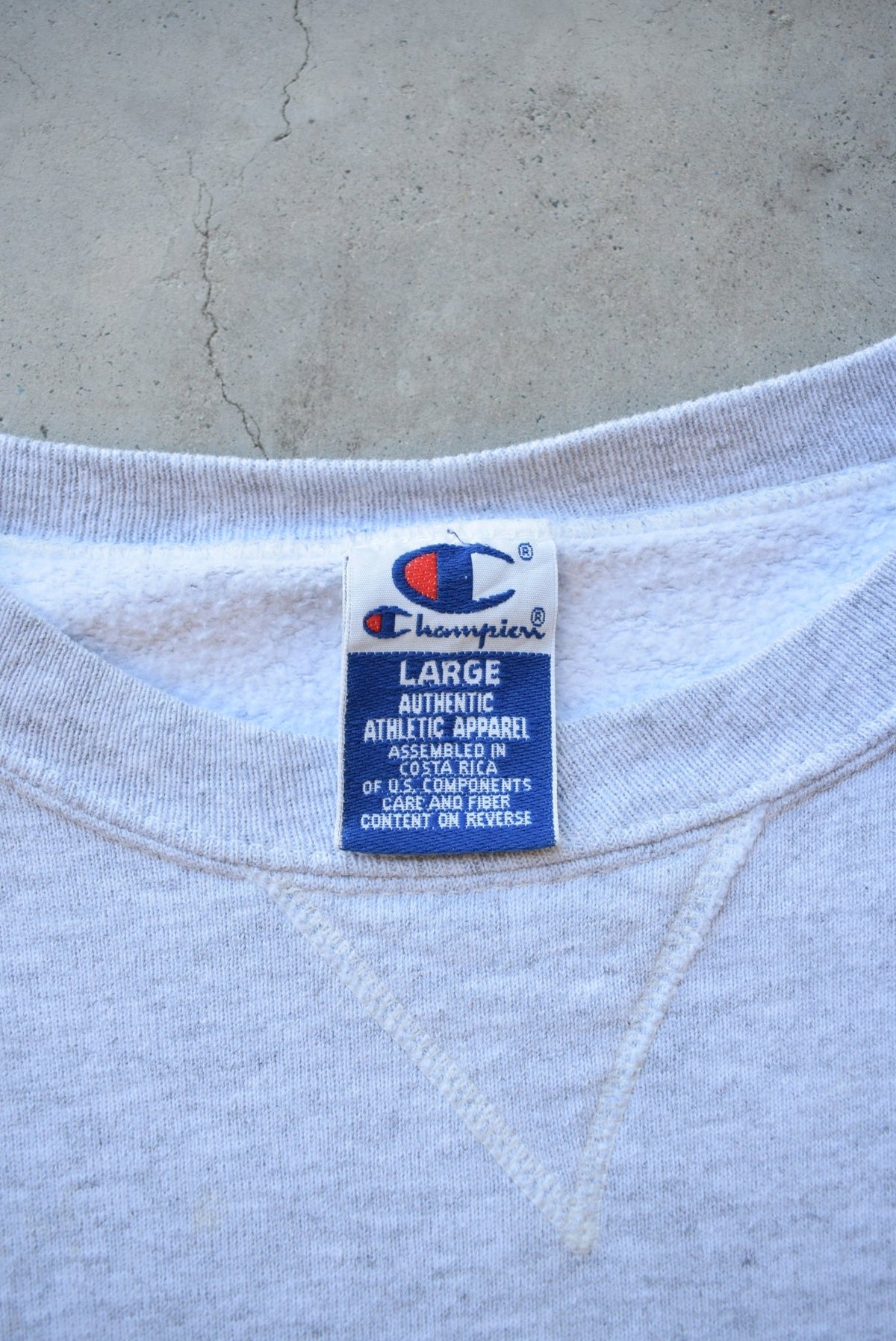 Champion x Harvard Law Grey Embroidered Crewneck — 1990s (L) - Retrospective Store