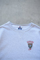 Champion x Harvard Law Grey Embroidered Crewneck — 1990s (L) - Retrospective Store