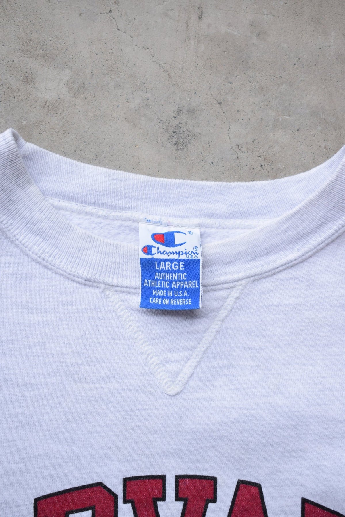 Champion x Harvard University Grey Graphic Crewneck — 1990s (S/M) - Retrospective Store