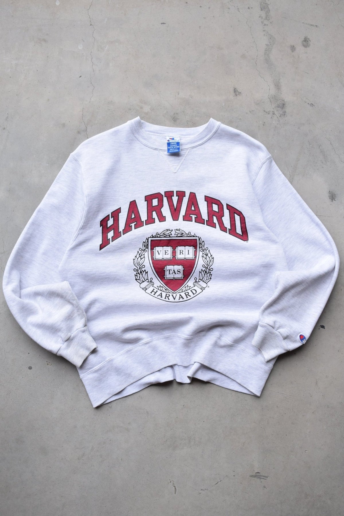 Champion x Harvard University Grey Graphic Crewneck — 1990s (S/M) - Retrospective Store