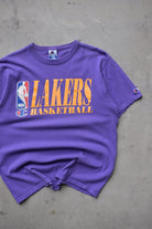 Champion x NBA Los Angeles Lakers Basketball Purple Graphic Tee — 1990s (L) - Retrospective Store