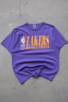 Champion x NBA Los Angeles Lakers Basketball Purple Graphic Tee — 1990s (L) - Retrospective Store