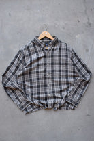 Chaps Ralph Lauren Black & Grey Cropped Long Sleeve Button Up — 2000s (L) - Retrospective Store