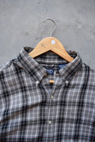 Chaps Ralph Lauren Black & Grey Cropped Long Sleeve Button Up — 2000s (L) - Retrospective Store