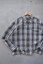 Chaps Ralph Lauren Black & White Cropped Long Sleeve Button Up — 2000s (XXL) - Retrospective Store