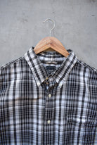Chaps Ralph Lauren Black & White Cropped Long Sleeve Button Up — 2000s (XXL) - Retrospective Store