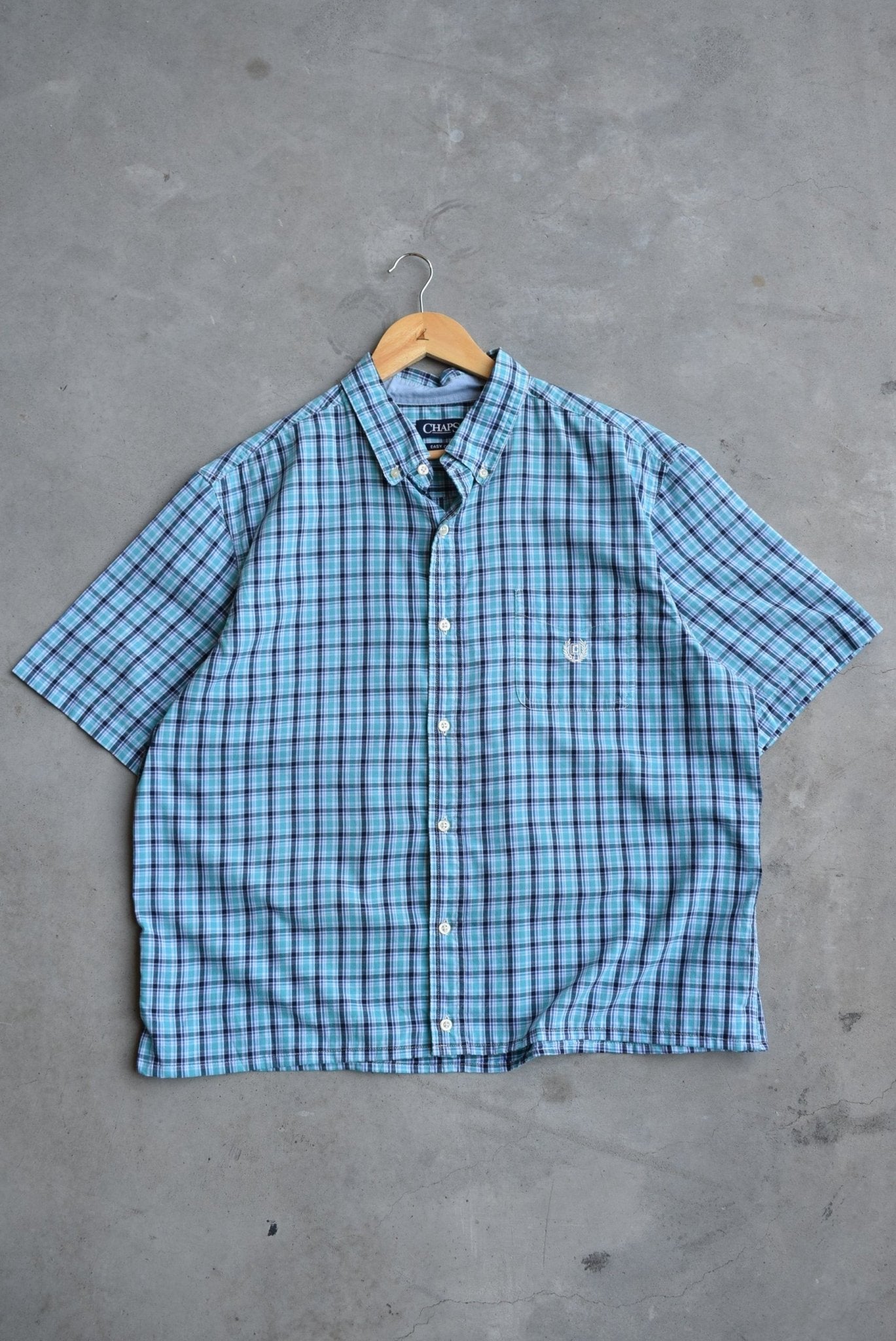Chaps Ralph Lauren Blue Cropped Button Up — 2000s (L) - Retrospective Store